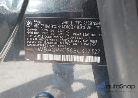 2011 BMW 535I Gran Turismo xDrive из США, поврежденный, VIN WBASP2C58BC337327